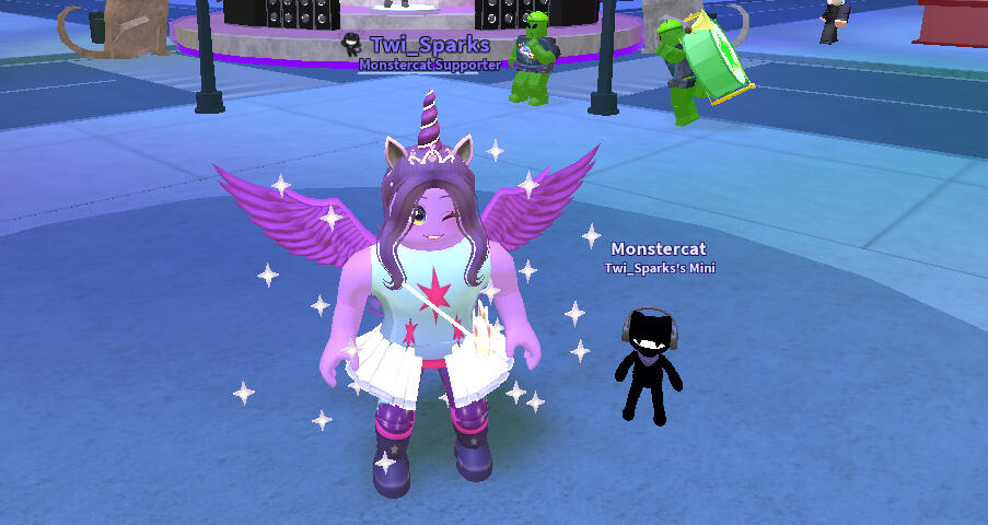 Me with my Monstercat mini pet in RoBeats